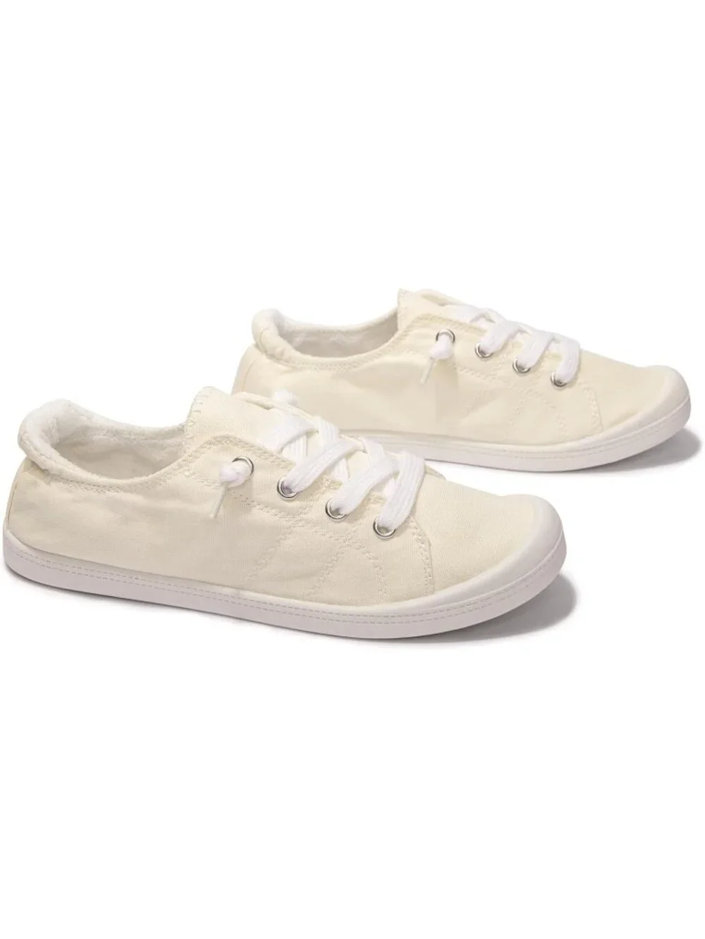Womens Beige Canvas Slipon Canvas Sneaker Low Top Walking Shoes Fashion Sneakers